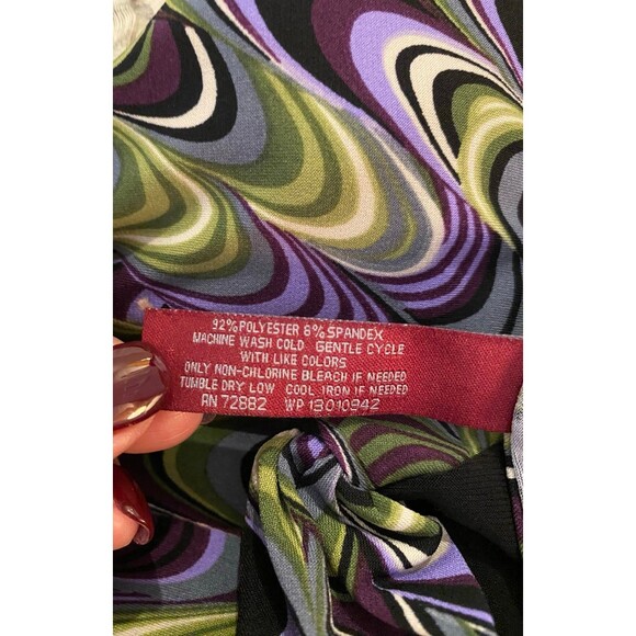 Gitano Plus Size 18-20W Top Short Sleeve Top Square Neck Purple Green  Stretch - Picture 9 of 11